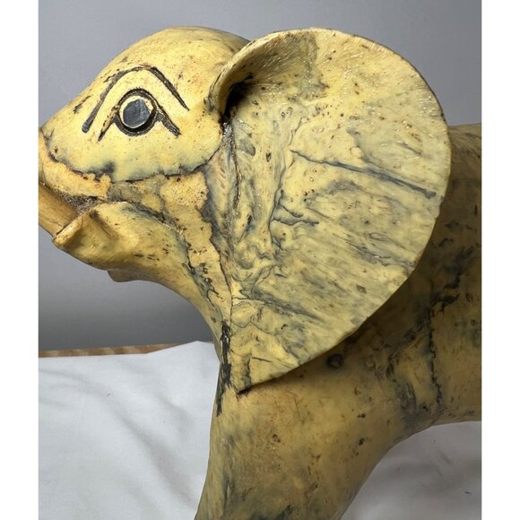 Hand-Carved Crushed Oyster Shell Elephant Figurine, Large - Picture 11 of 15